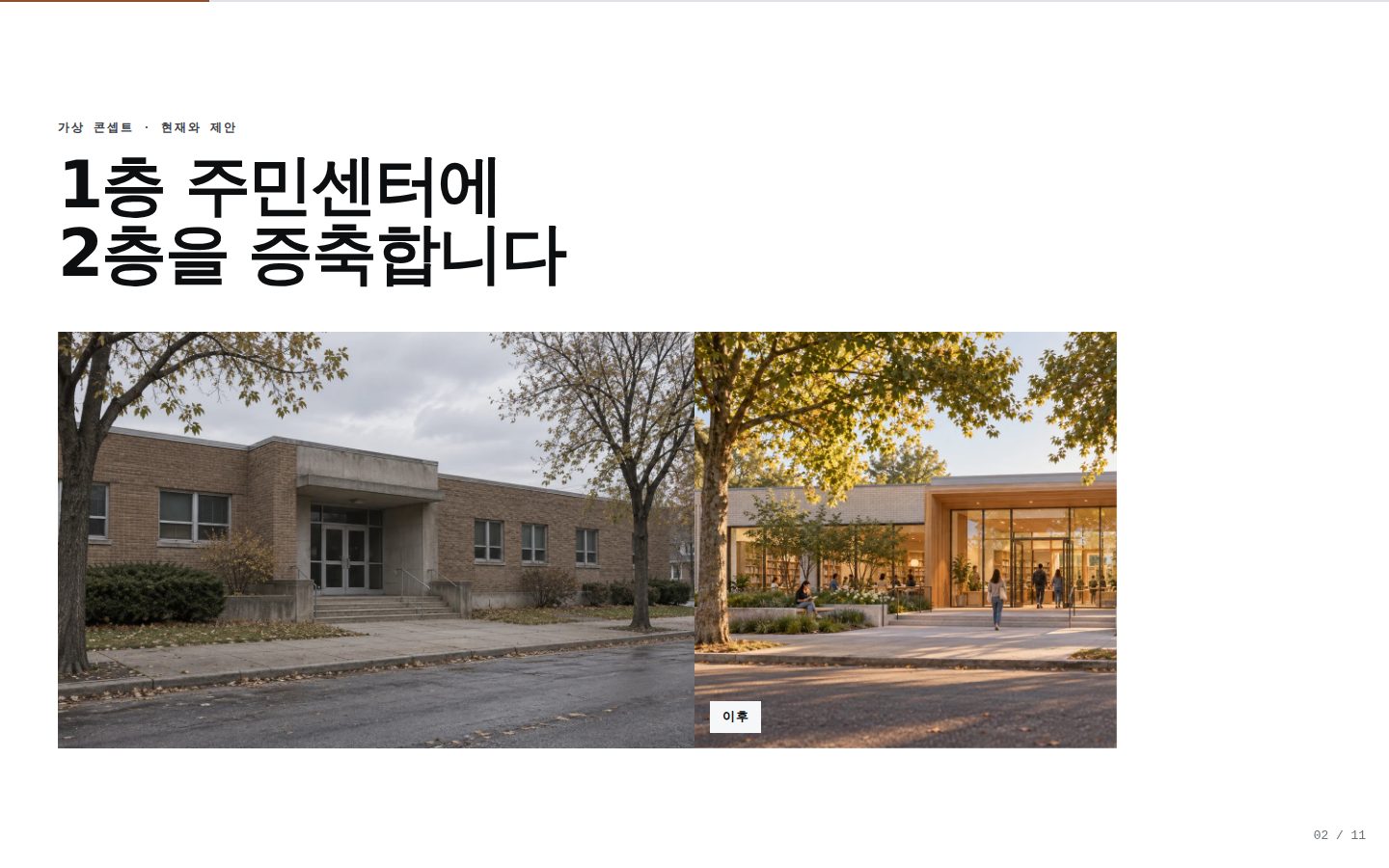 온기 도서관 리모델링·증축 제안 — 02-before 완성 화면