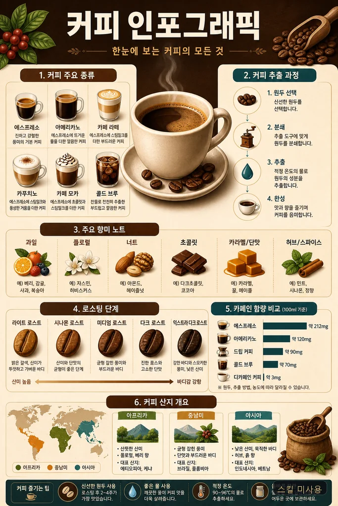 스킬 없이 — 커피 인포그래픽