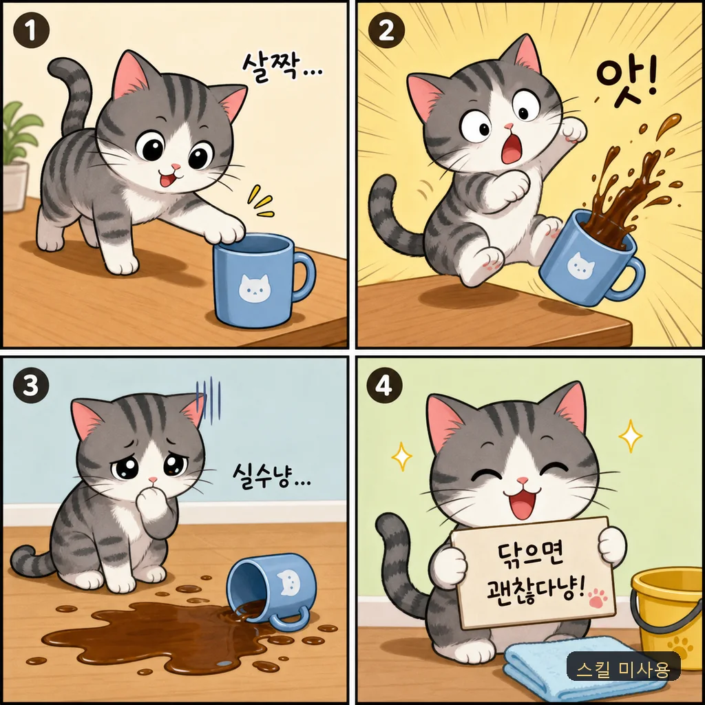 스킬 없이 — 고양이 4컷 만화