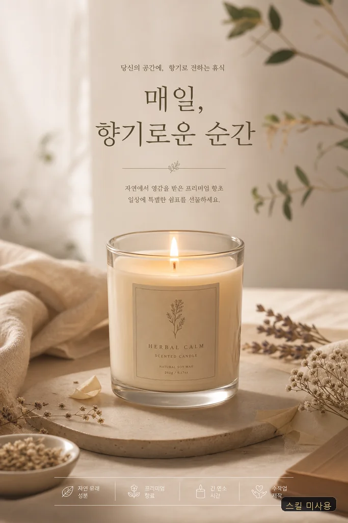 스킬 없이 — 향초 브랜드 포스터 예쁘게